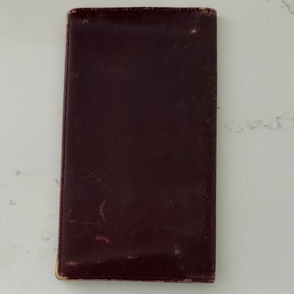 Vintage Cartier Burgundy Leather checkbook/planner/card holder long wallet